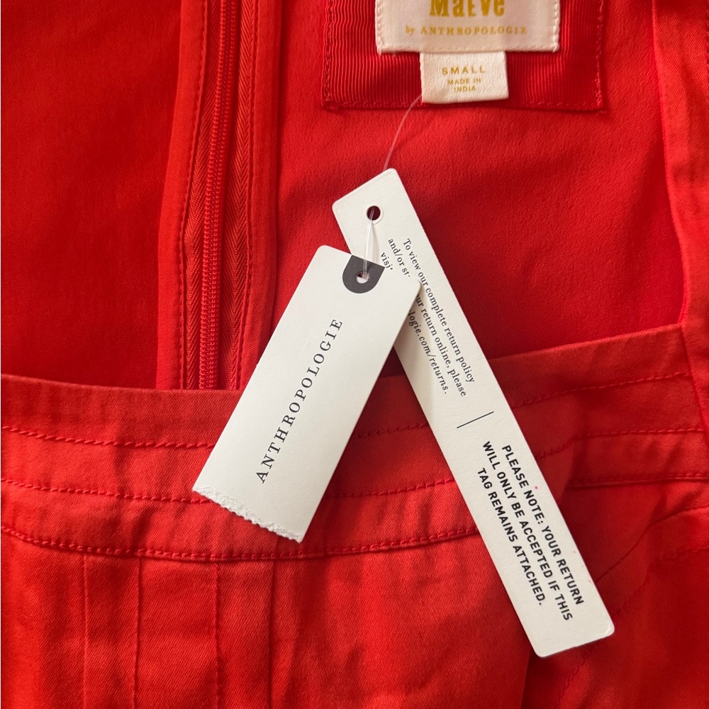 Anthropologie Orange/coral and White Polka Dot Mini Dress with pockets - Picture 3 of 5